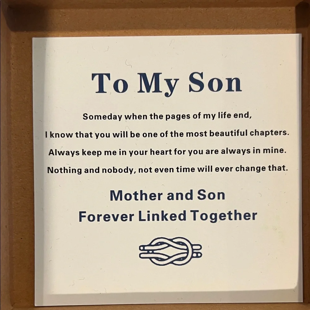 Men's (Mother/Son) Silver Stainless Steel and Black Leather Bracelet-NIB - Picture 5 of 5